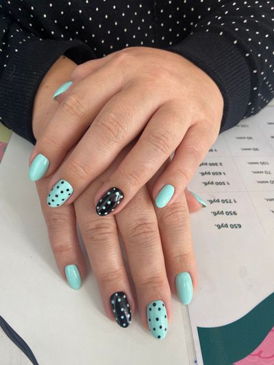 дизайн, глянцевый, горошек, разные цвета, черный, бирюзовый, комбинированный