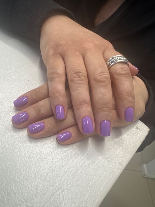 глянцевый, лавандовый, нюд, однотон, Маникюр, на каждый день