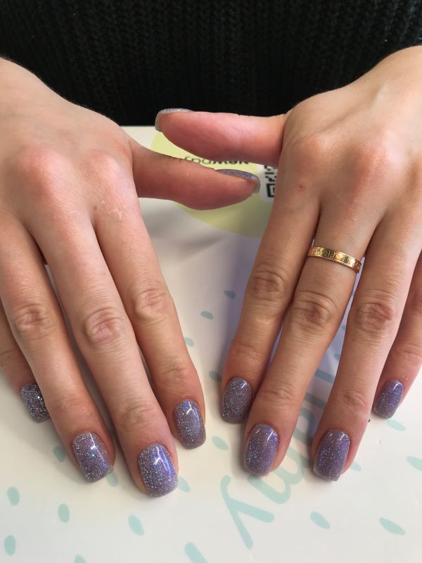 глянцевый, синий, лак с блестками, однотон, Маникюр, на каждый день