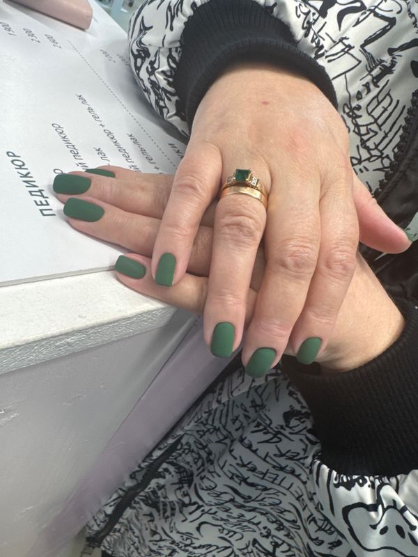 матовый, изумруд, разная длинна, однотон, Маникюр