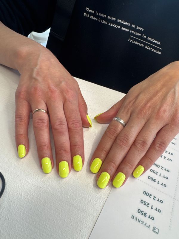 глянцевый, желтый, однотон, Маникюр