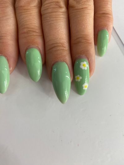 Маникюр, глянцевый, дизайн, Ремонт ногтей, салатовый