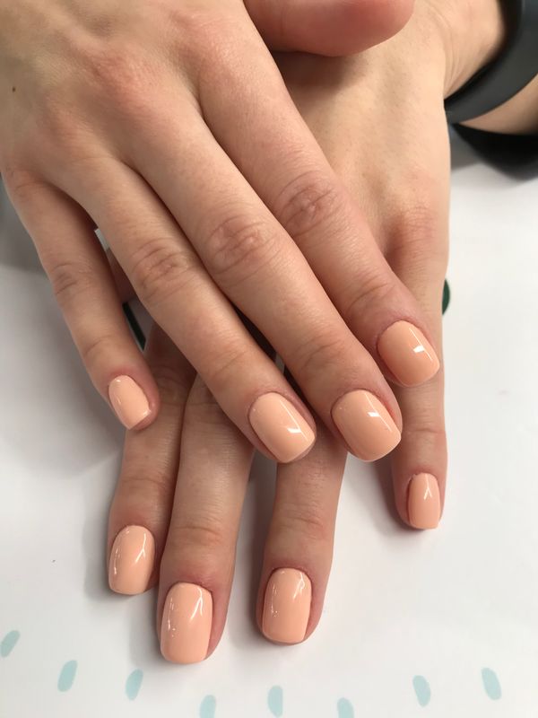 глянцевый, разная длинна, кремовый, нюд, заусеницы, однотон, Маникюр, на каждый день, нежный