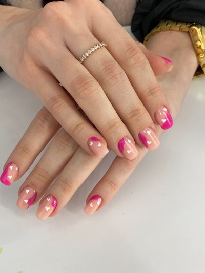 дизайн, глянцевый, абстракция, рисунок, сердечки, розовый, белый, прозрачный, камуфляж