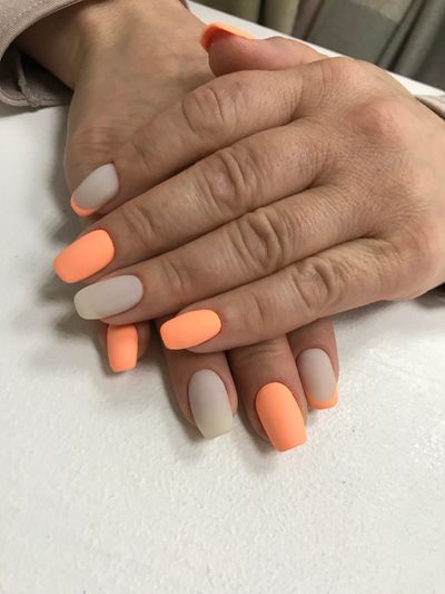 дизайн, френч, разные цвета, белый, оранжевый, комбинированный, камуфляж