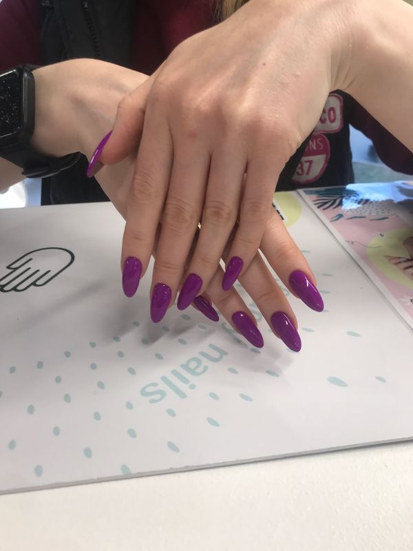 Маникюр, фиолетовый, глянцевый, однотон