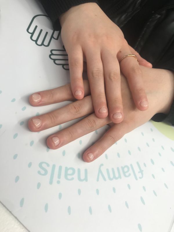 Маникюр, натуральный, глянцевый, лак с блестками, на каждый день