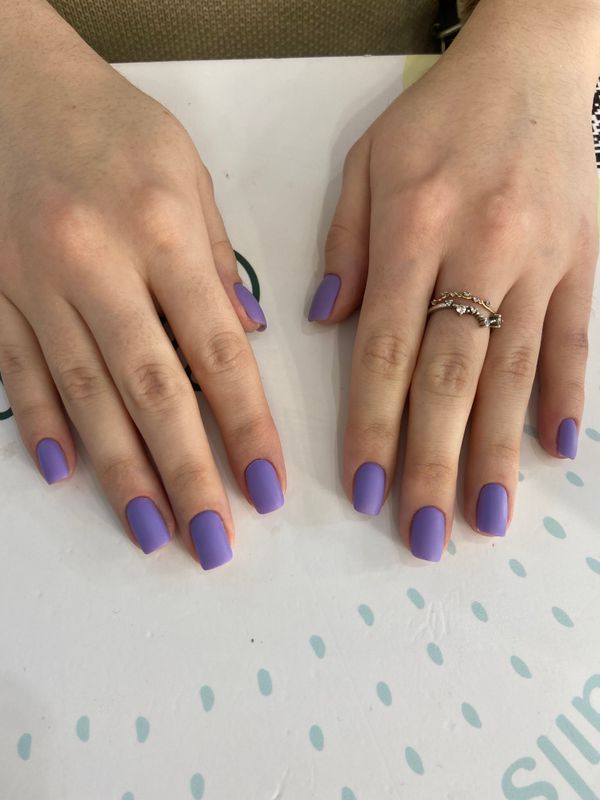 Маникюр, синий, матовый, однотон