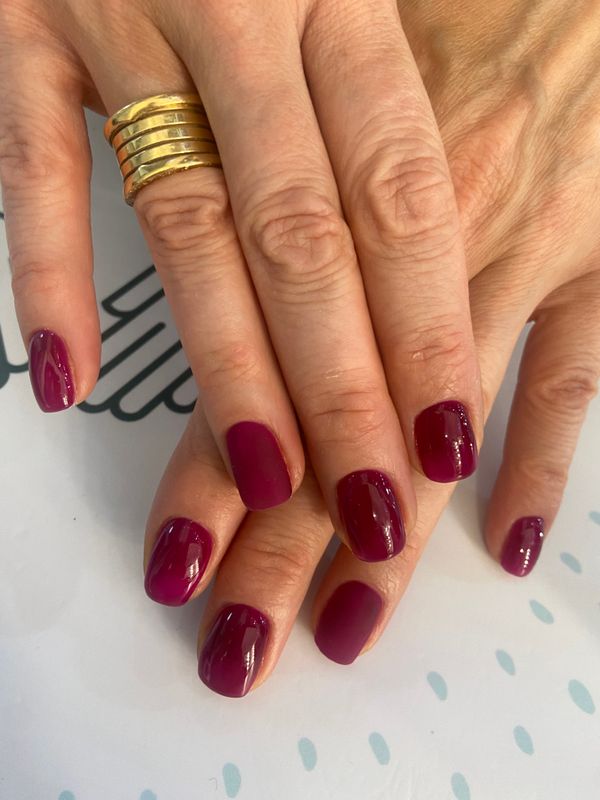 Маникюр, фиолетовый, глянцевый, матовый, однотон