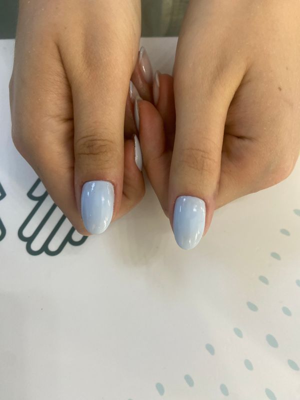Маникюр, голубой, на каждый день, комбинированный, нежный, глянцевый, дизайн, френч, классический, минимализм