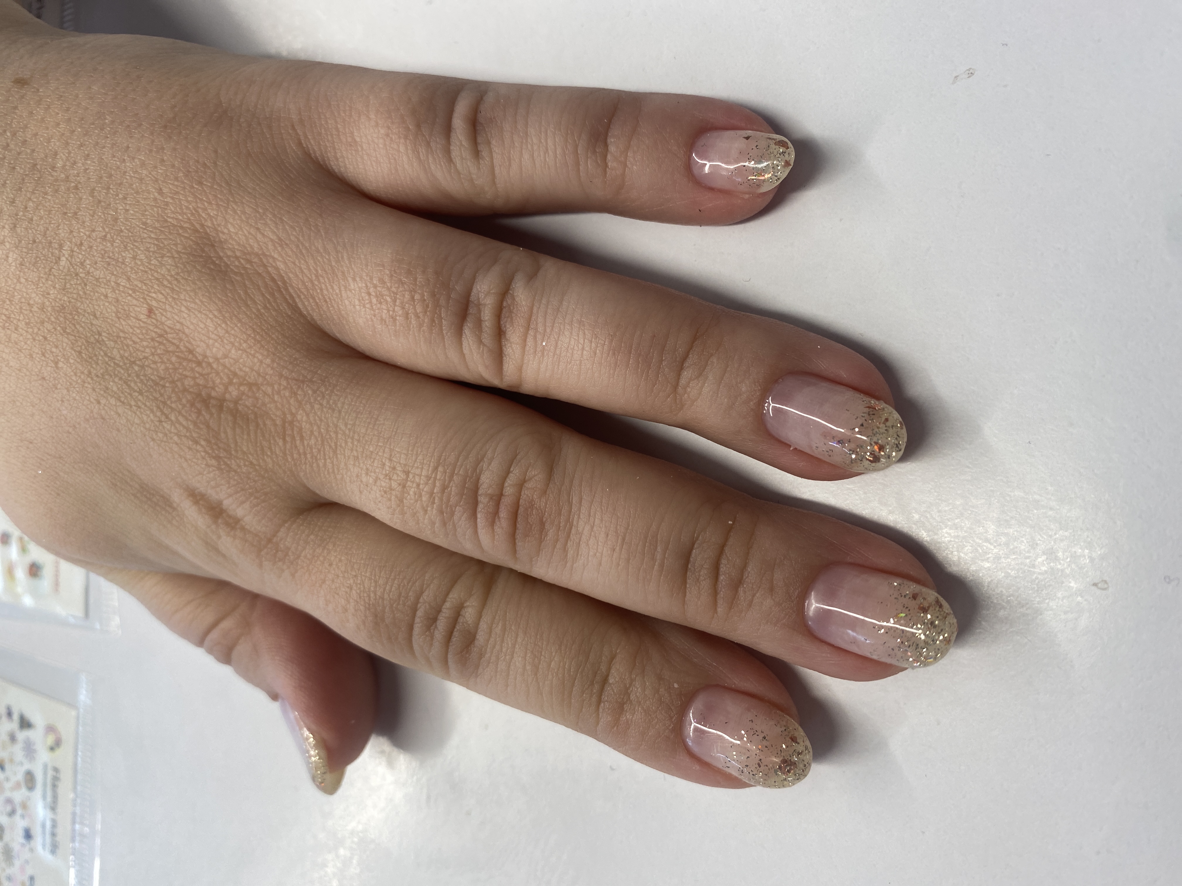 бесцветный, блестки, Маникюр, дизайн, френч, нежный, на каждый день