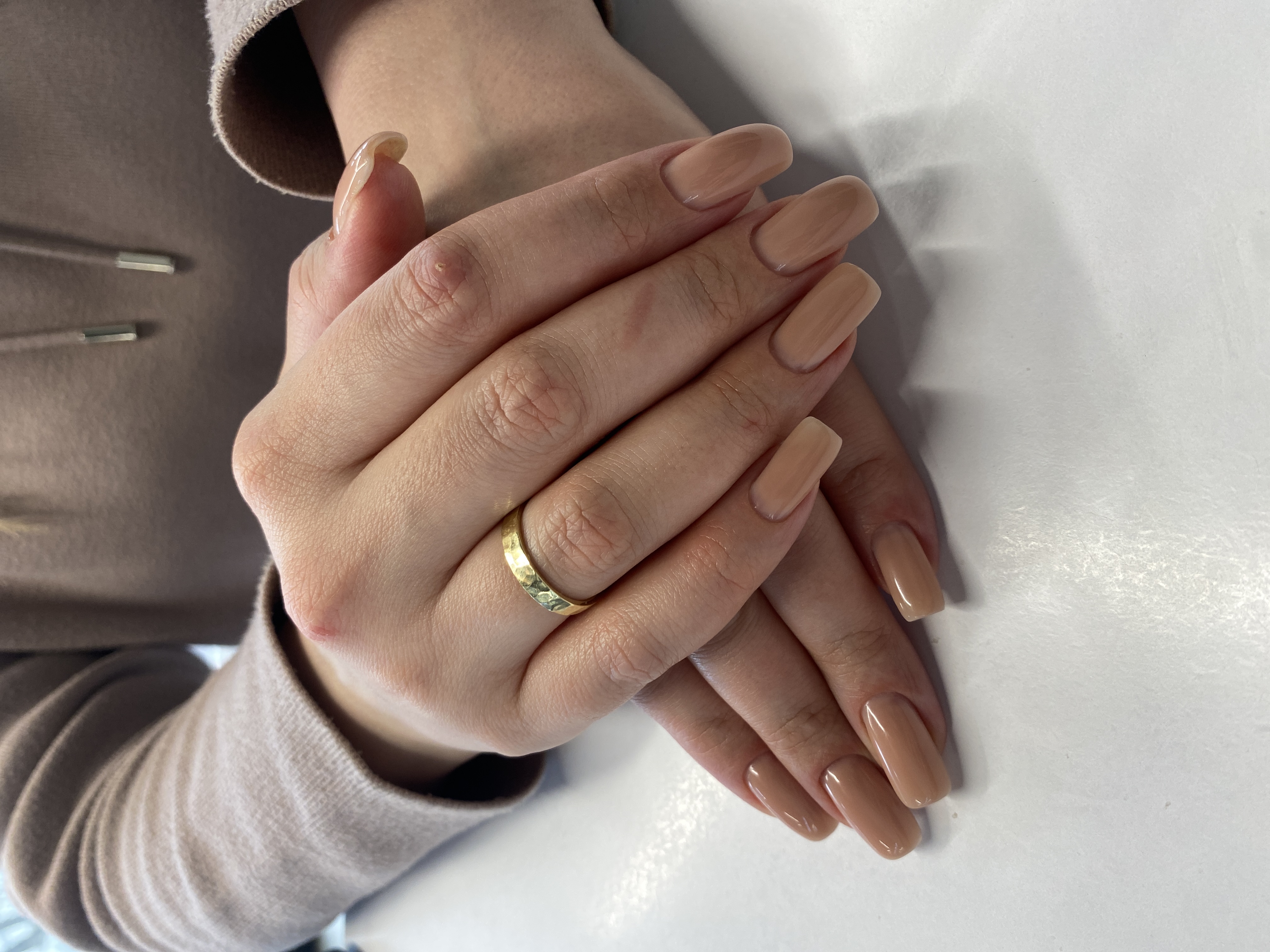 бежевый, Маникюр, однотон, нюд, на каждый день