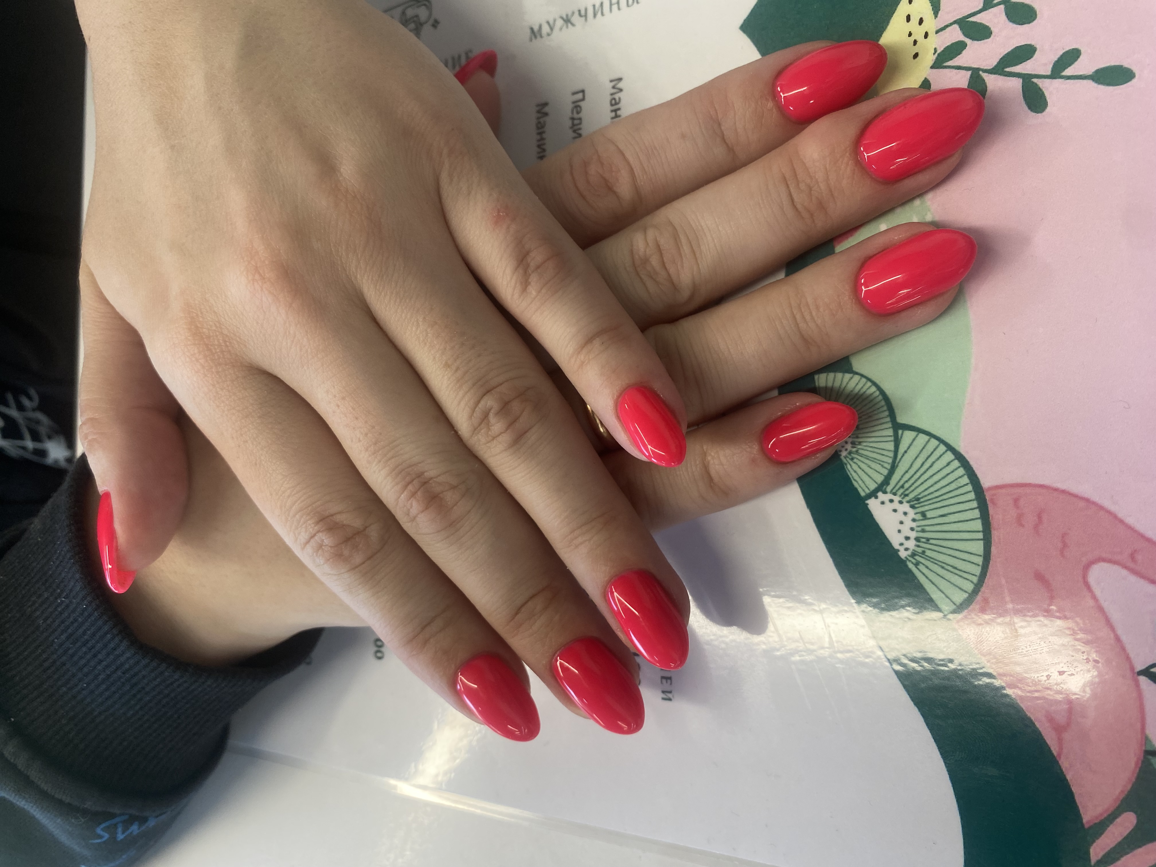 однотон, Маникюр, алый, на каждый день