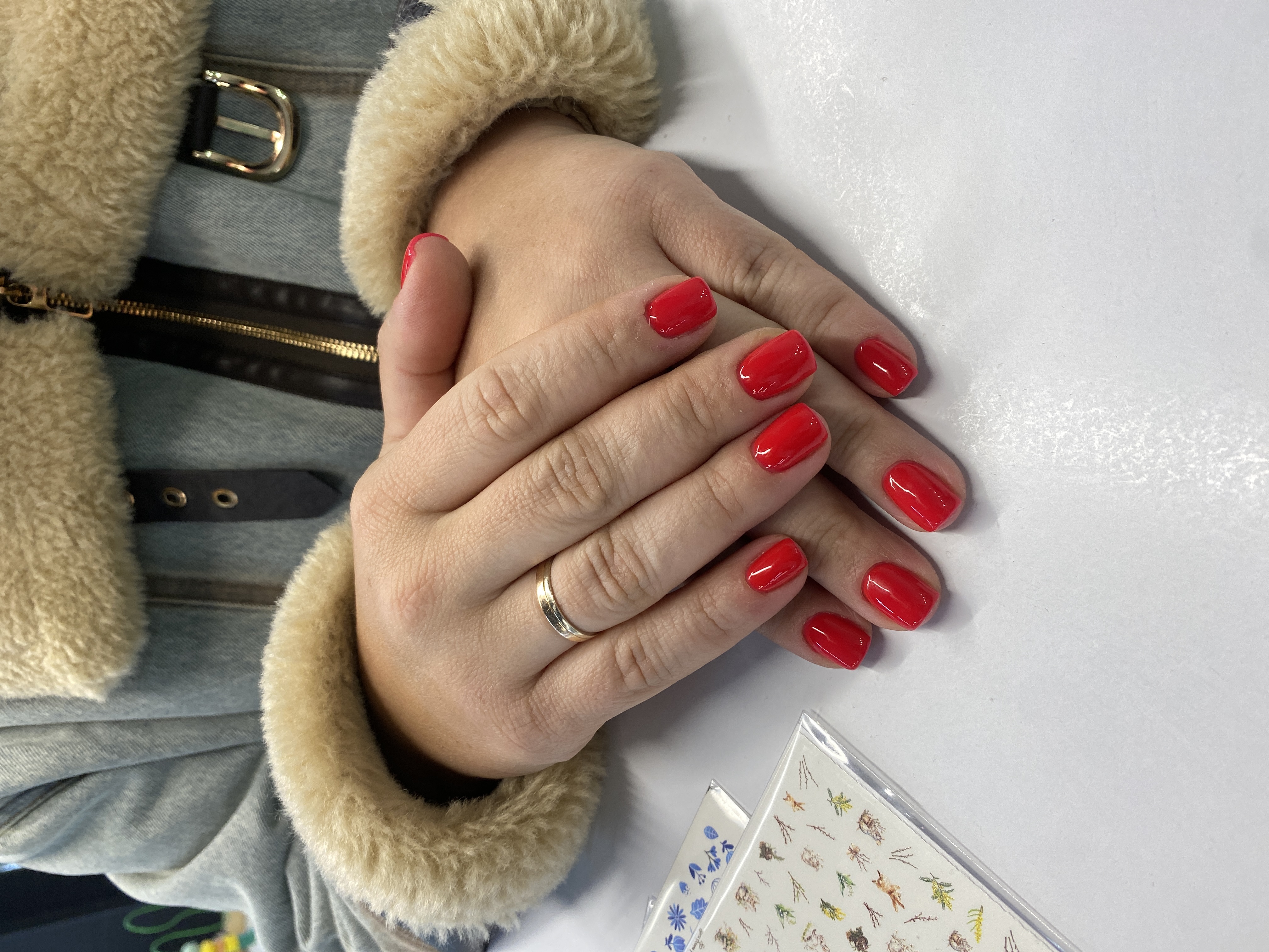 однотон, Маникюр, красный, на каждый день