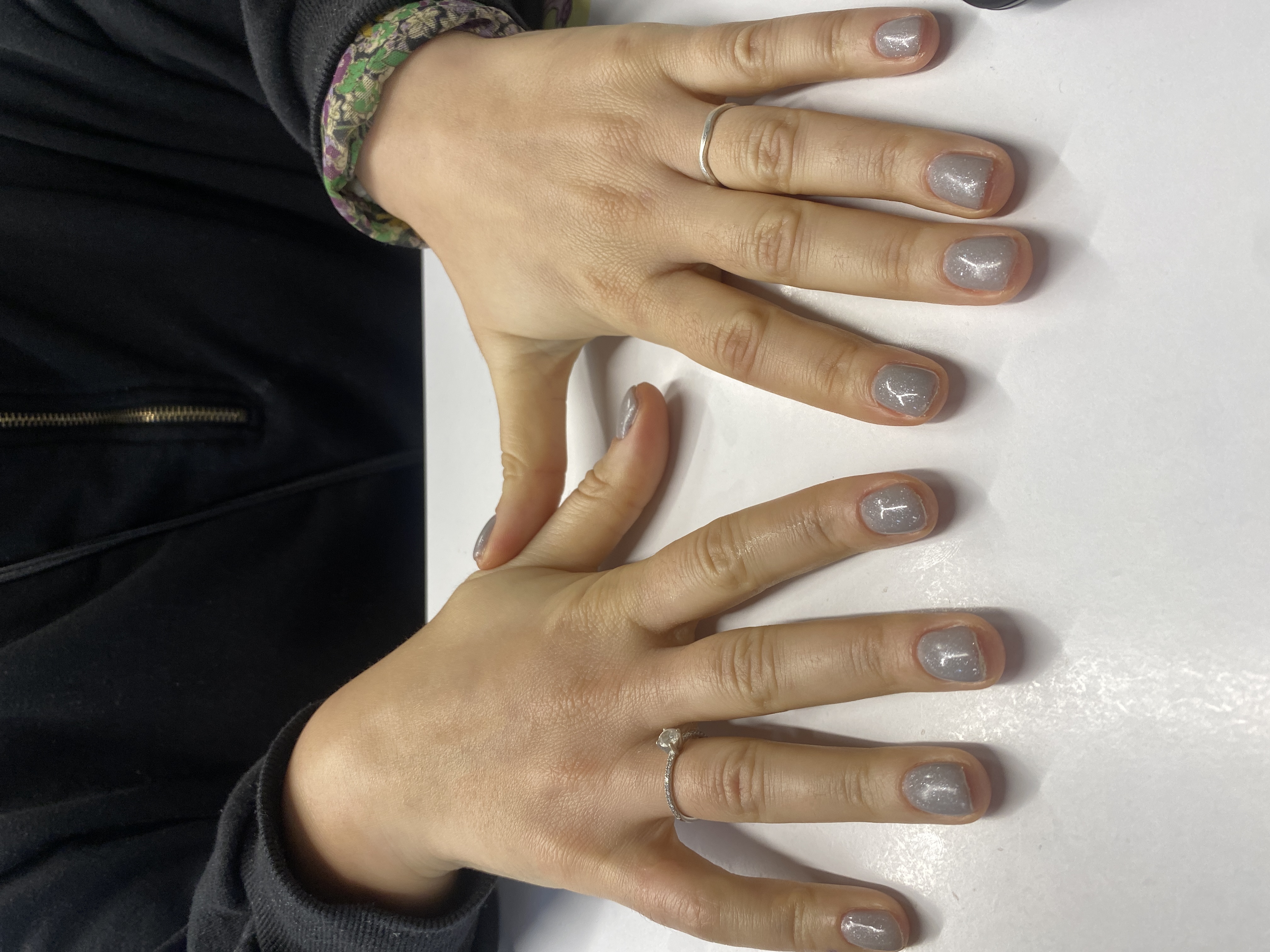 однотон, лак с блестками, серый, на каждый день, Маникюр