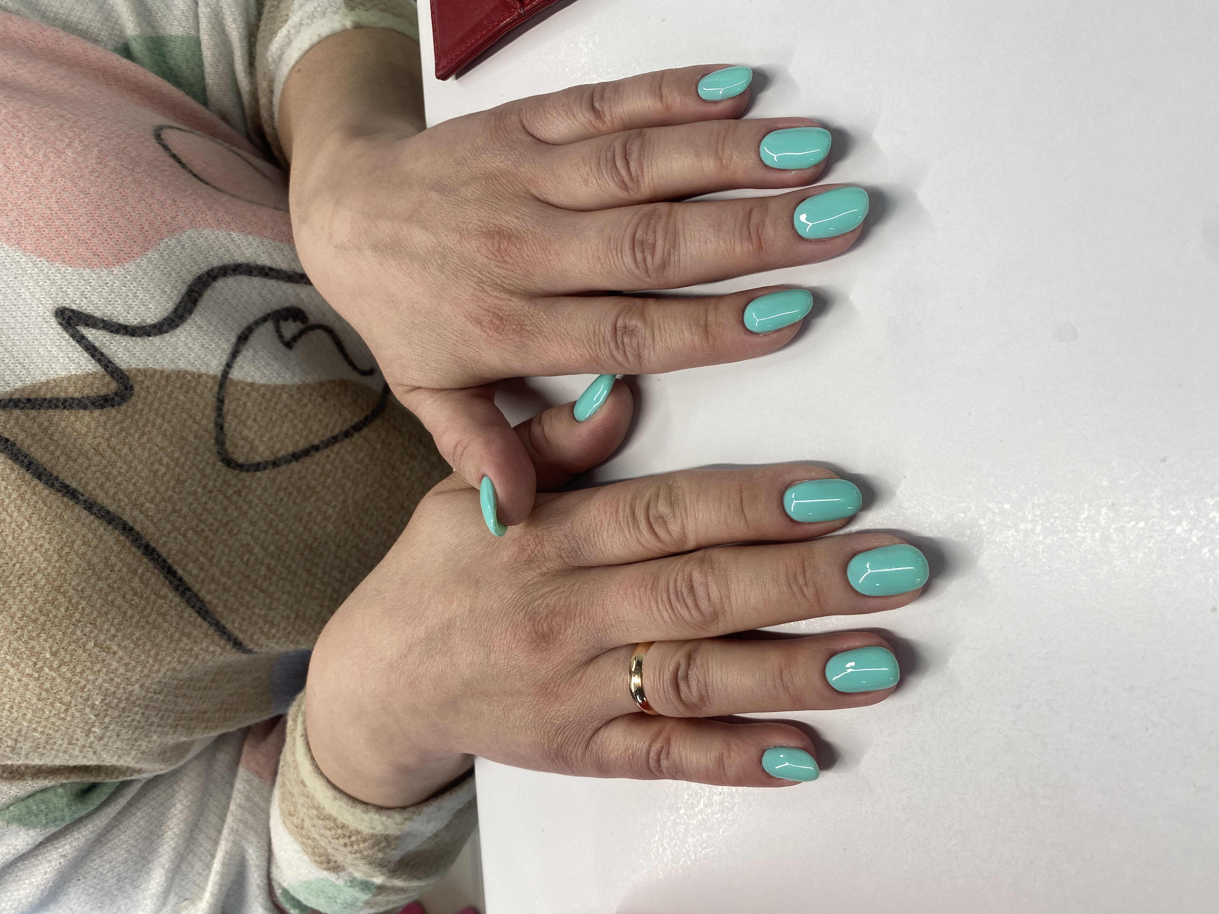 однотон, Маникюр, нюд, бирюзовый, на каждый день