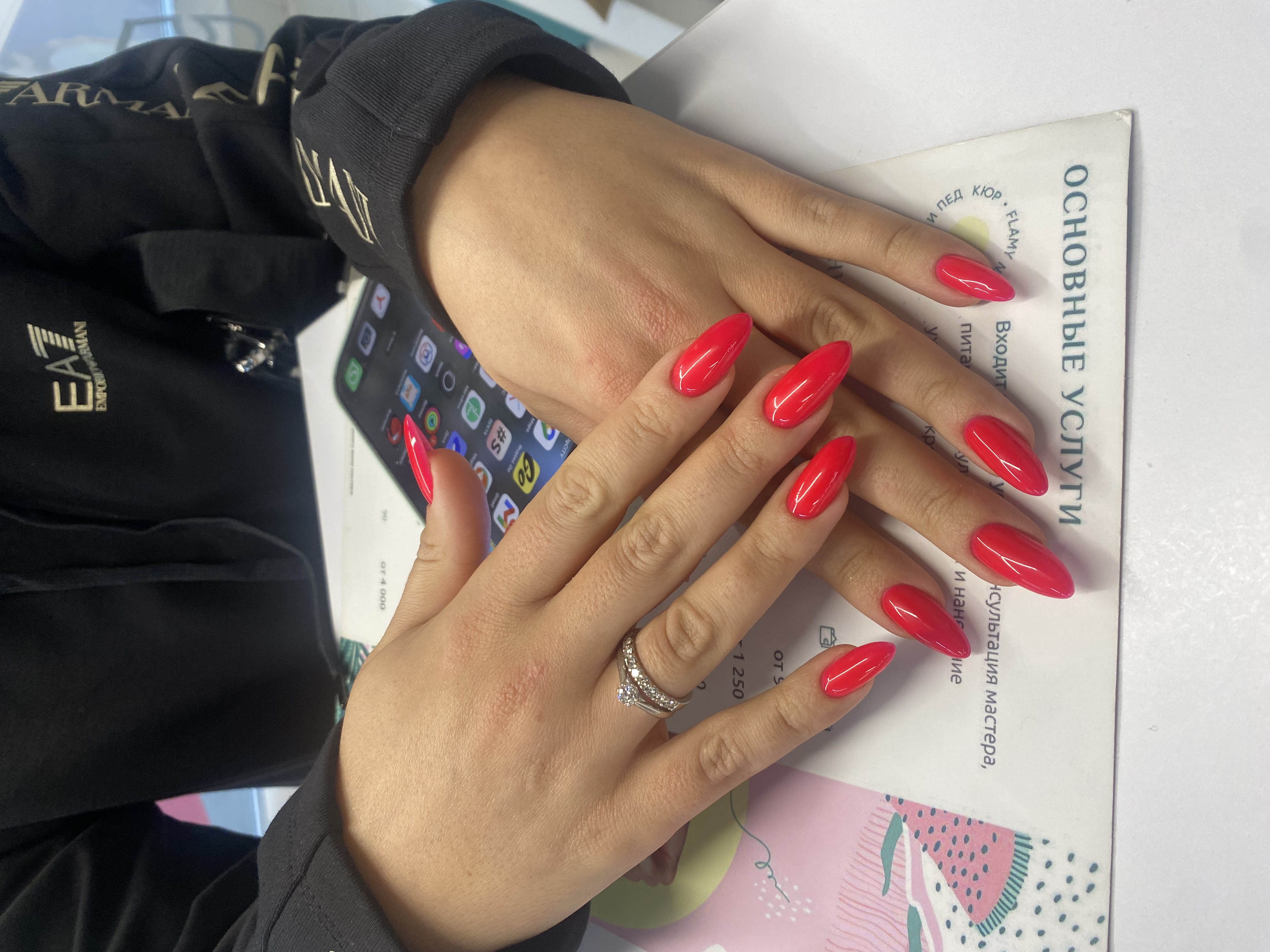 коралловый, Маникюр, однотон, на каждый день