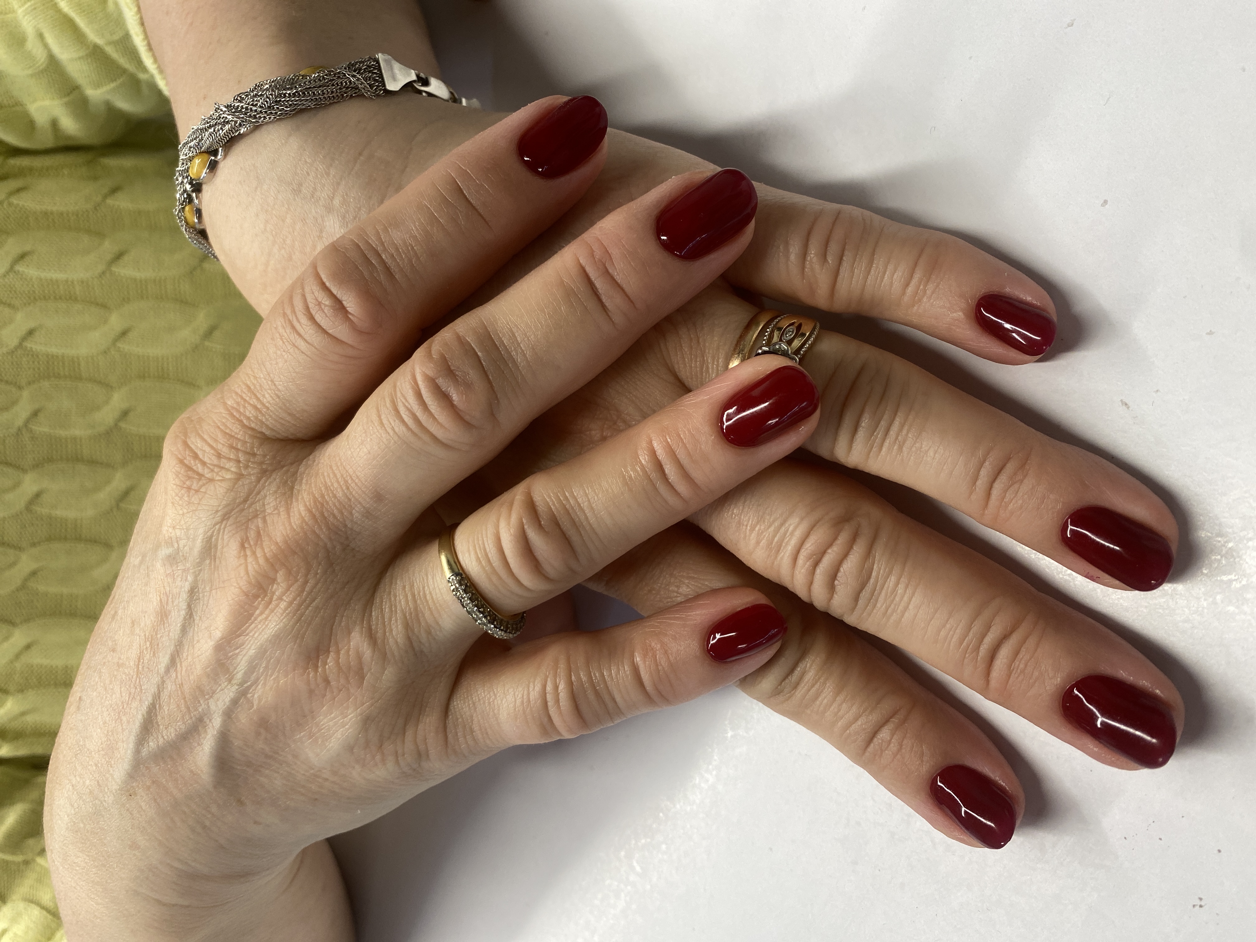 Маникюр, однотон, на каждый день, винный