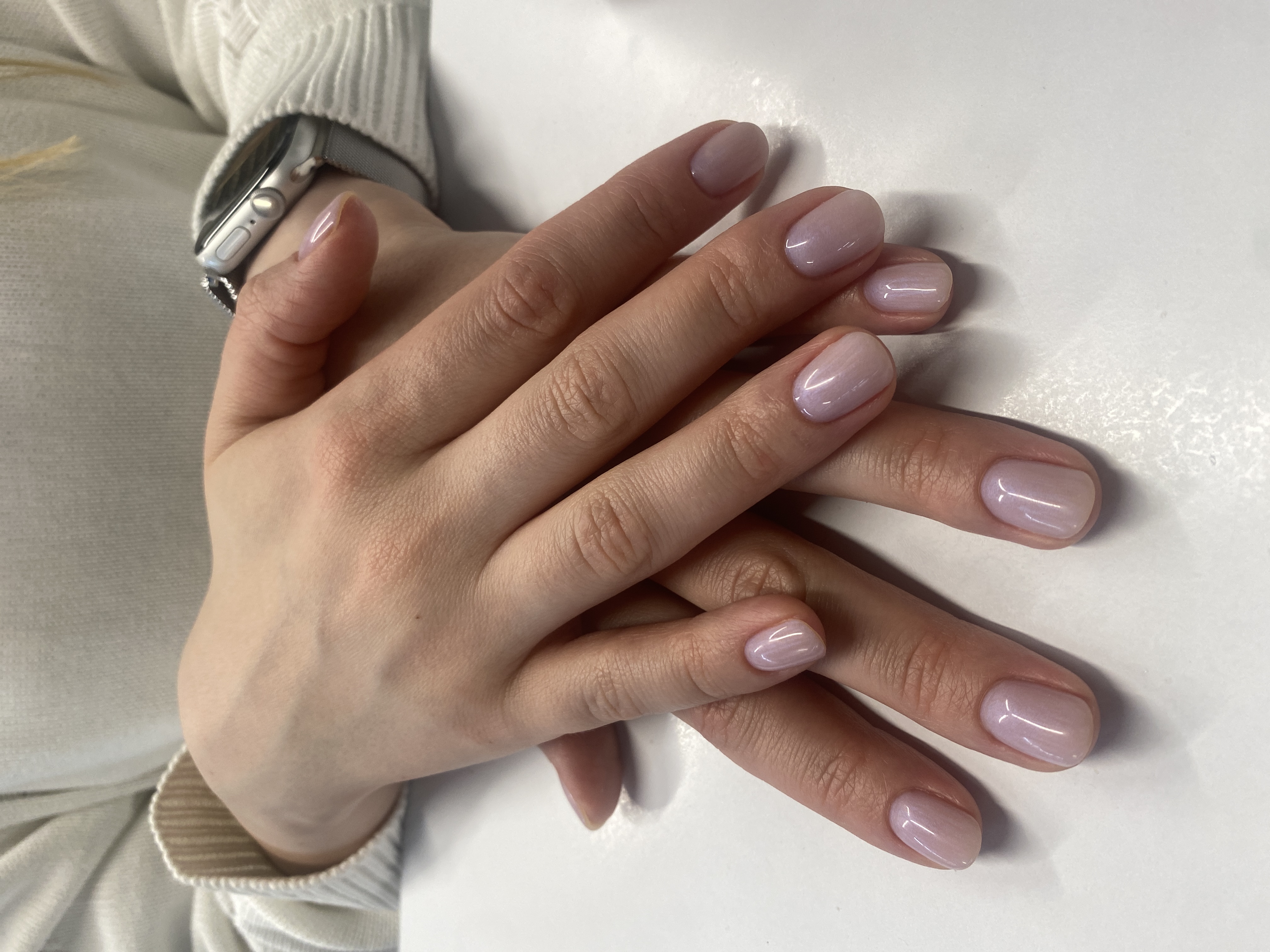 нежный, Маникюр, на каждый день, молочный, однотон