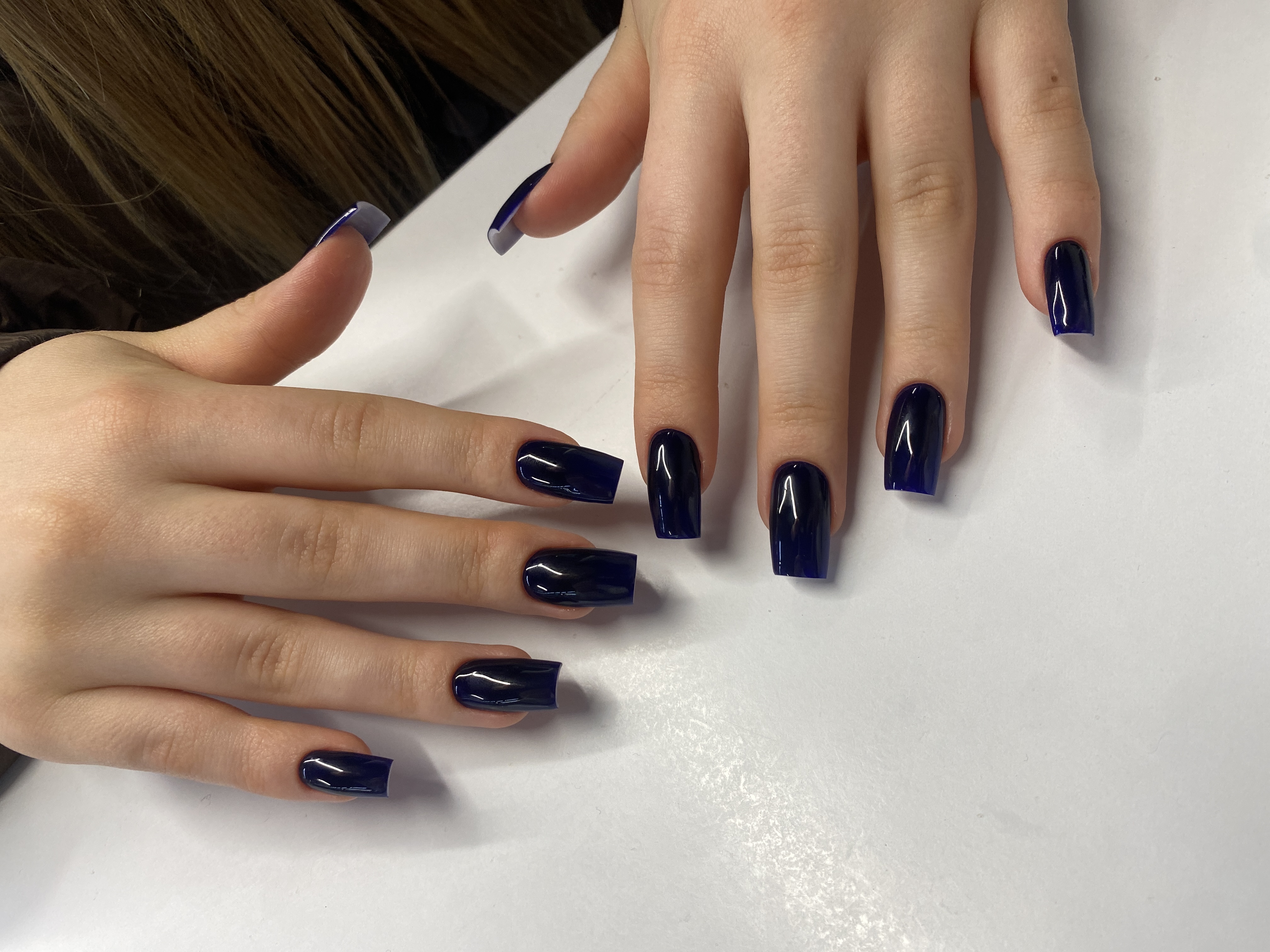 однотон, Маникюр, на каждый день, темносиний