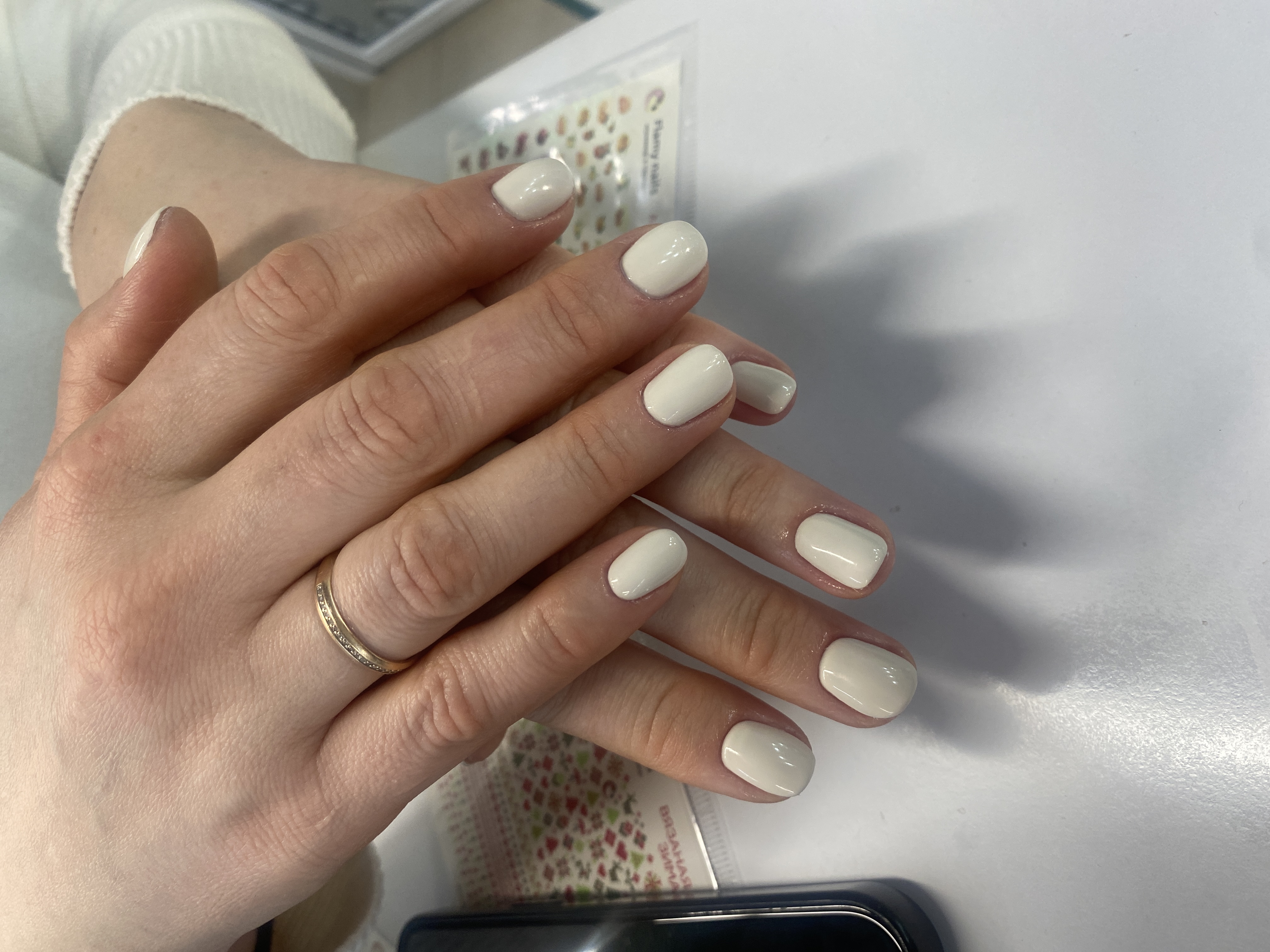 однотон, Маникюр, на каждый день, белый, нюд