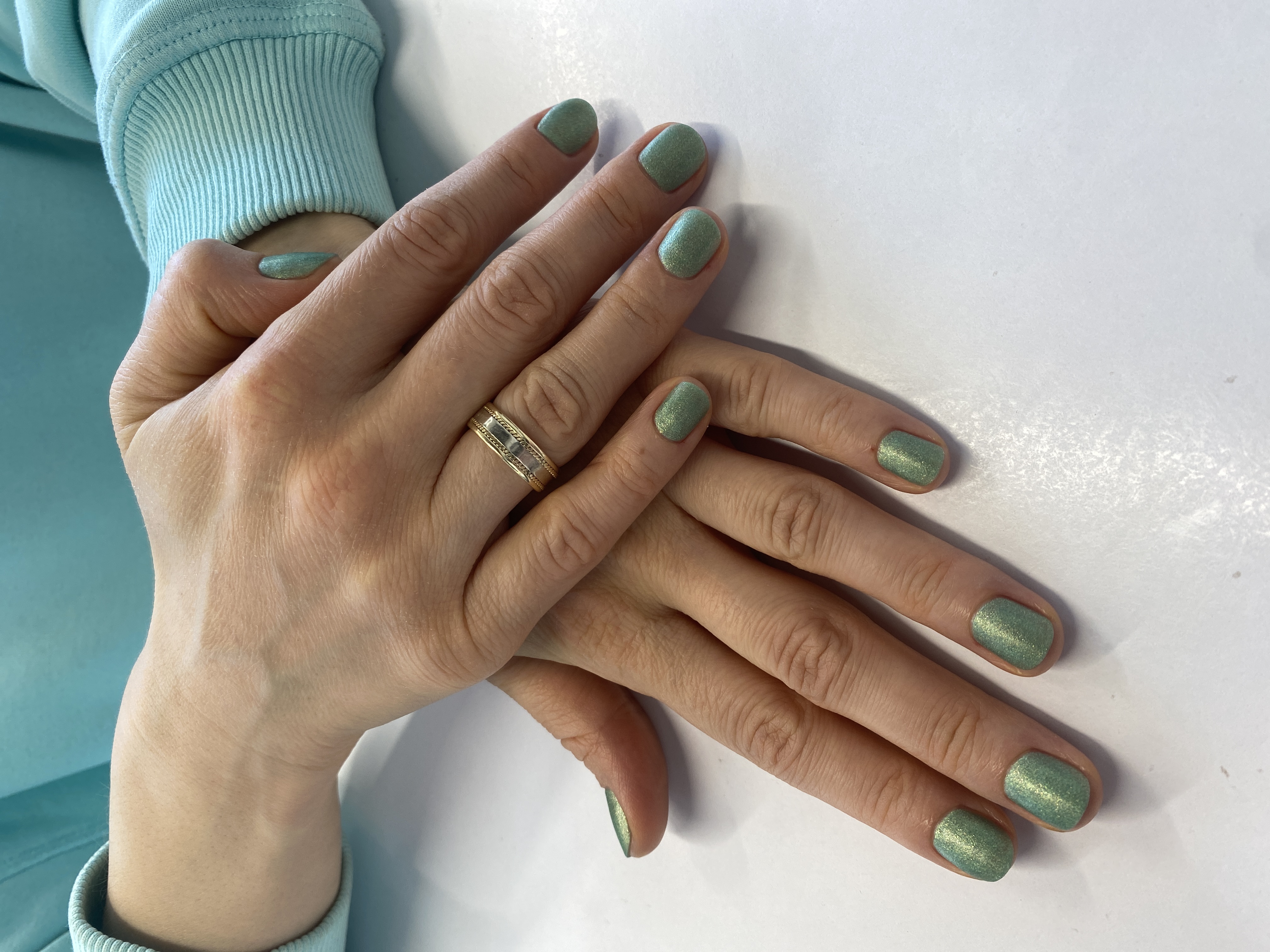 лак с блестками, однотон, Маникюр, бирюзовый, на каждый день