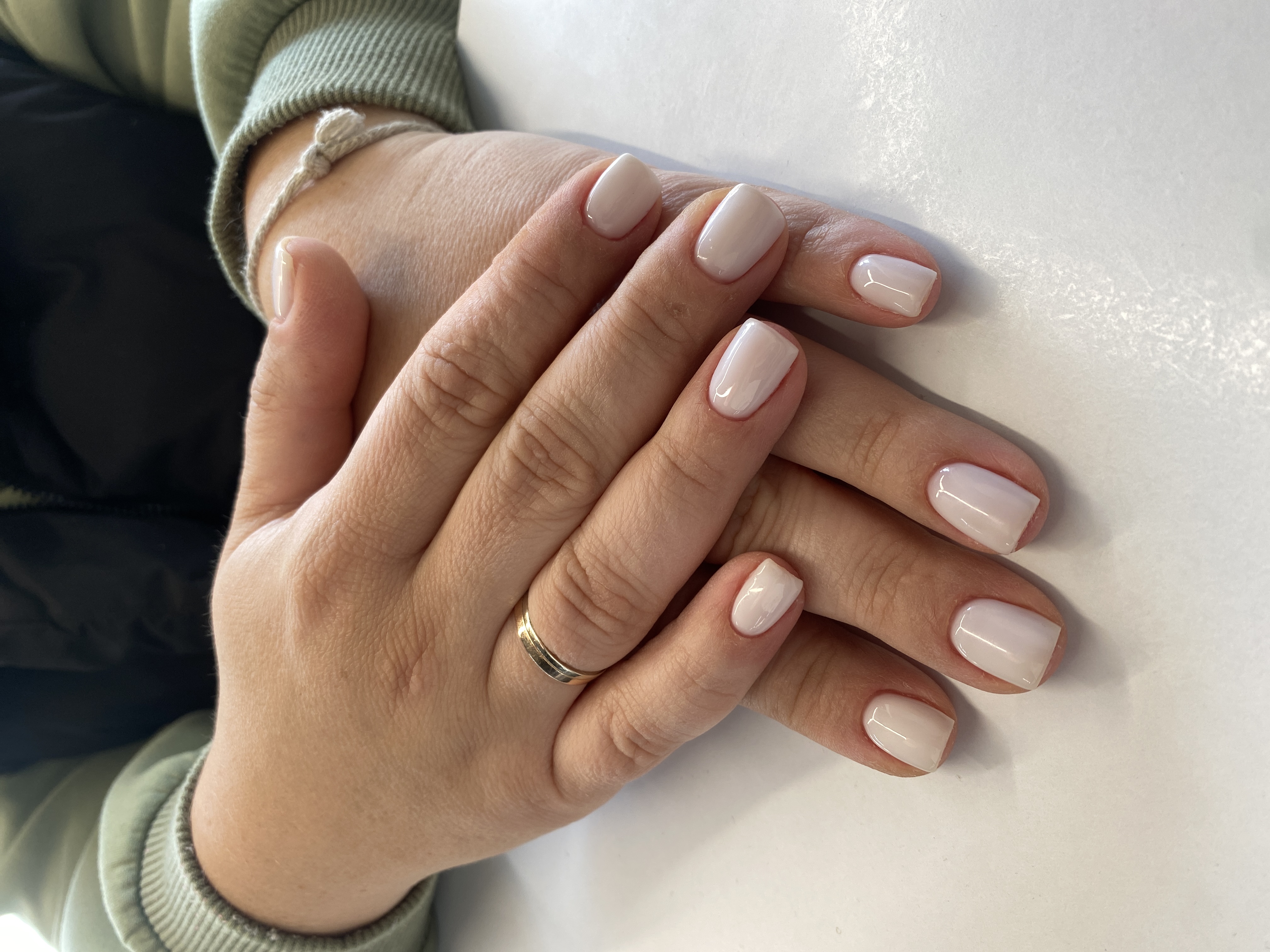 Маникюр, однотон, на каждый день, нюд, белый