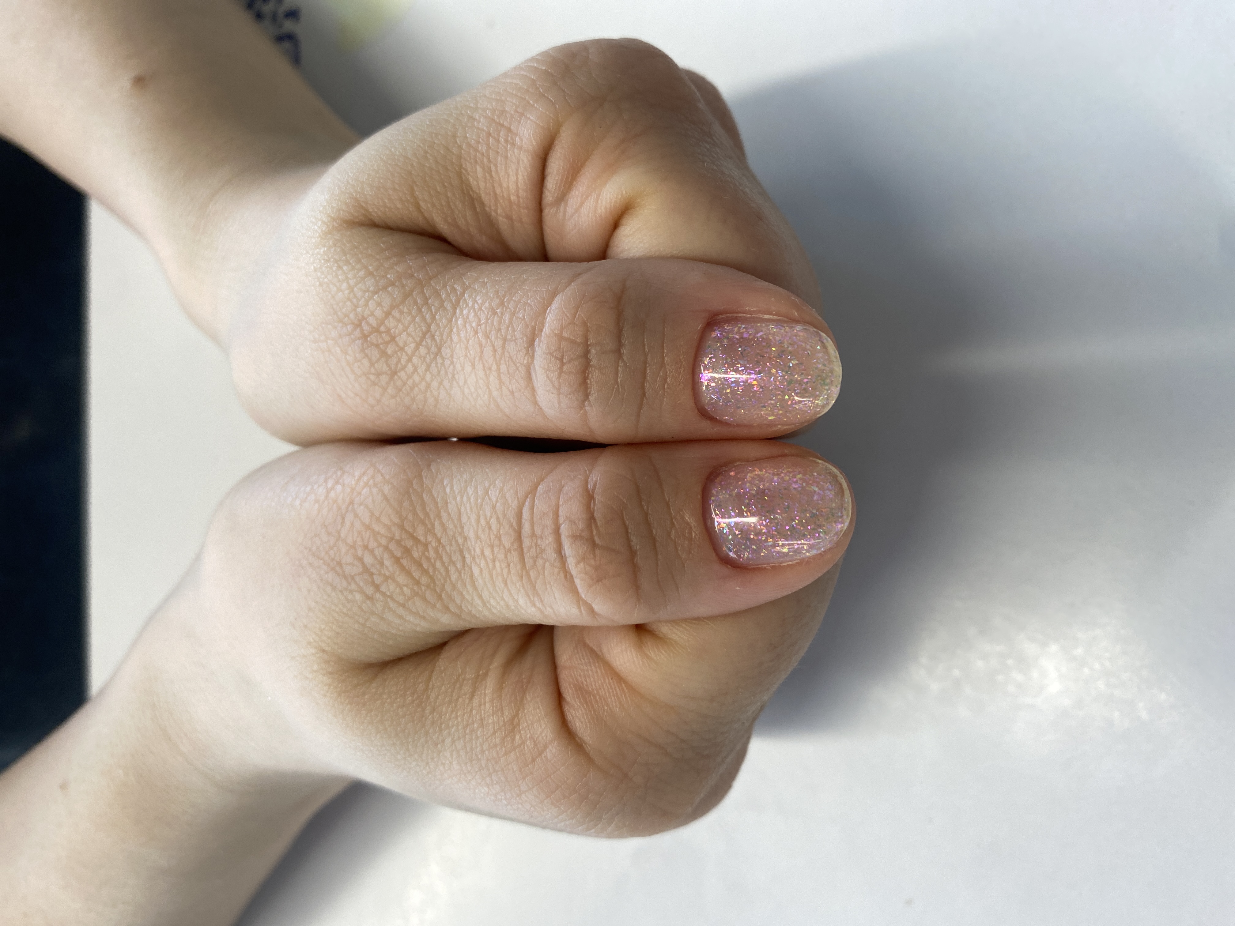 Маникюр, нежный, на каждый день, бесцветный, лак с блестками