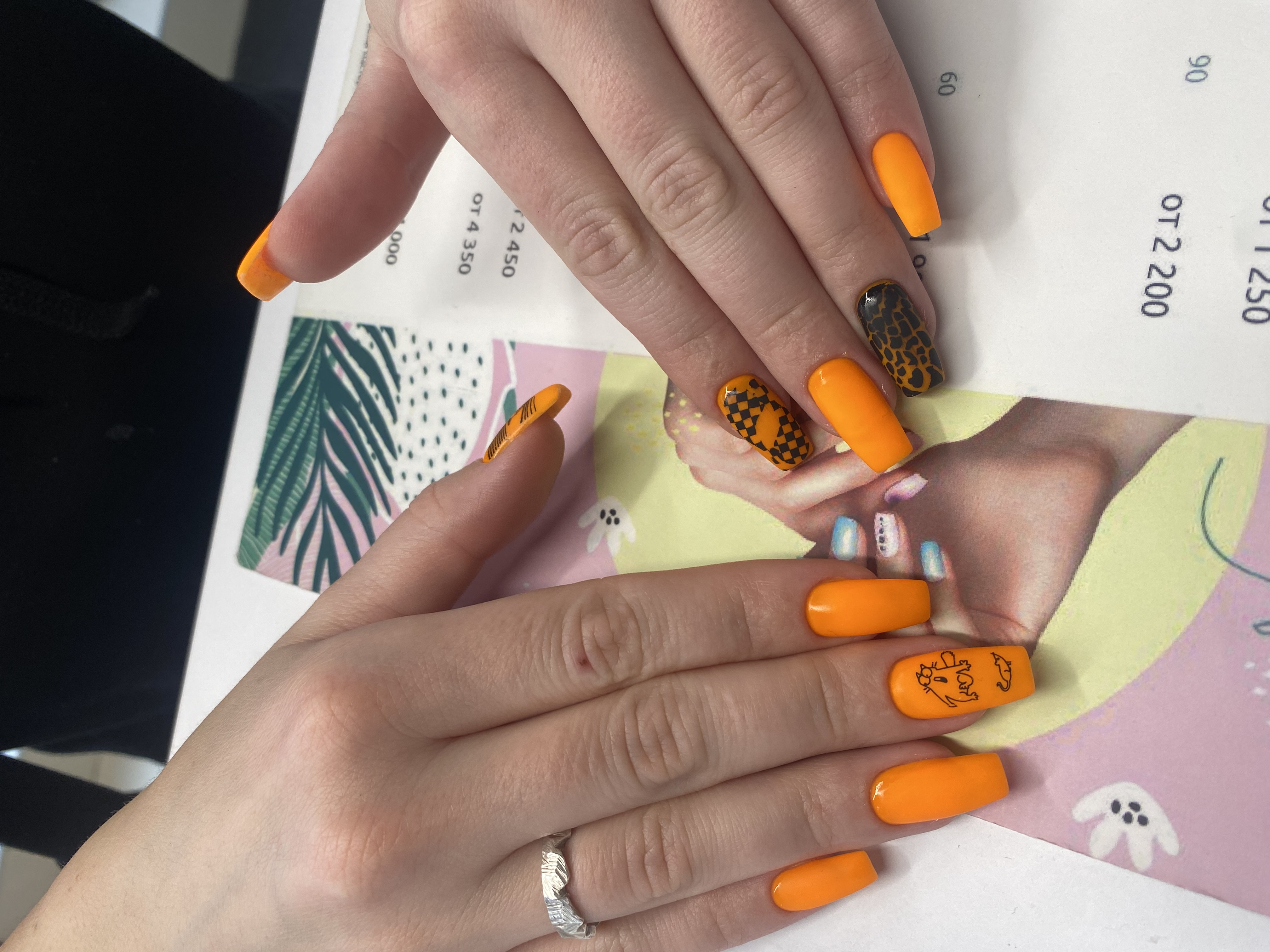 желтый, комбинированный, Маникюр, дизайн, абстракция, Стемпинг