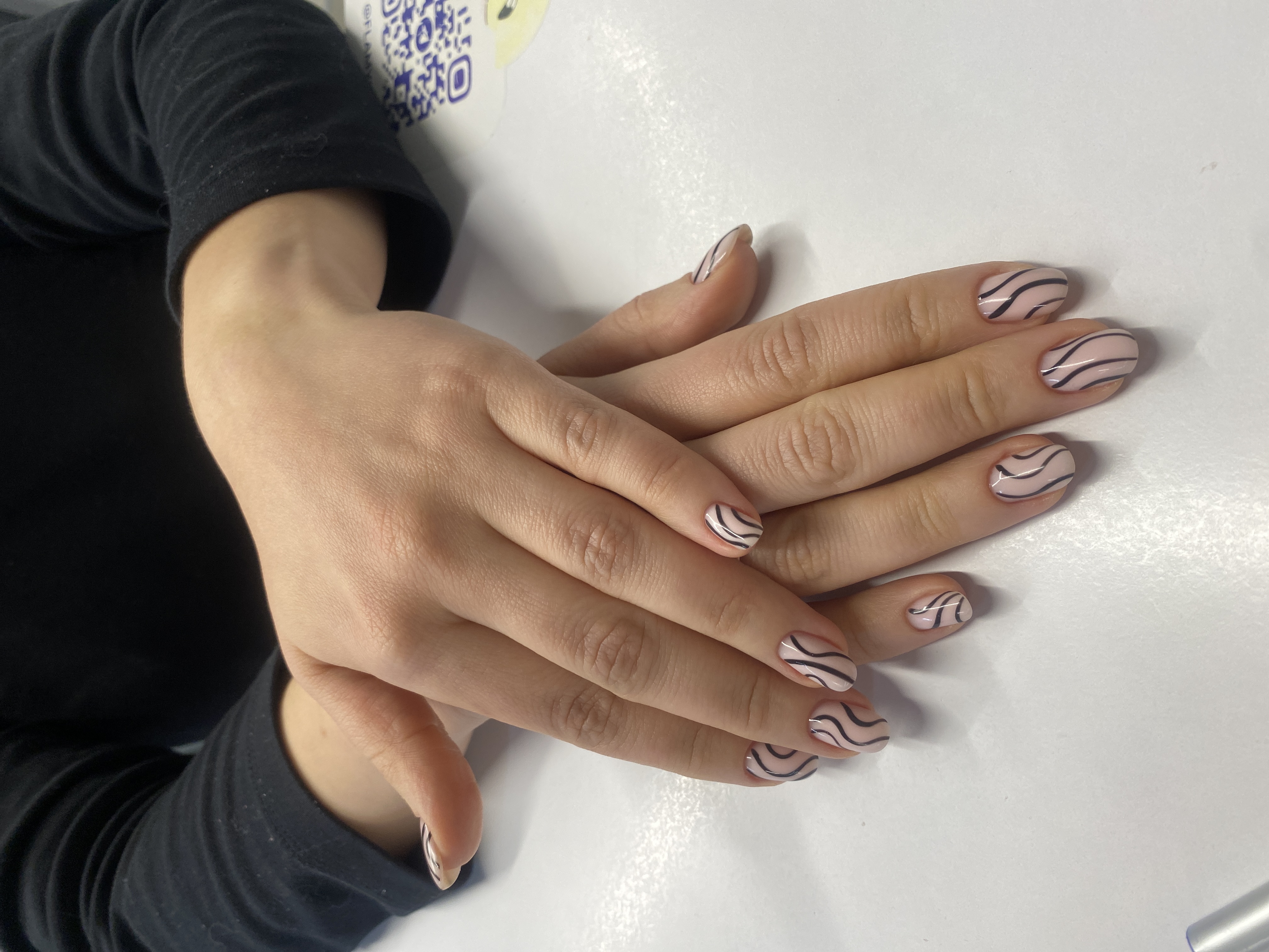 дизайн, Маникюр, линии, молочный, абстракция