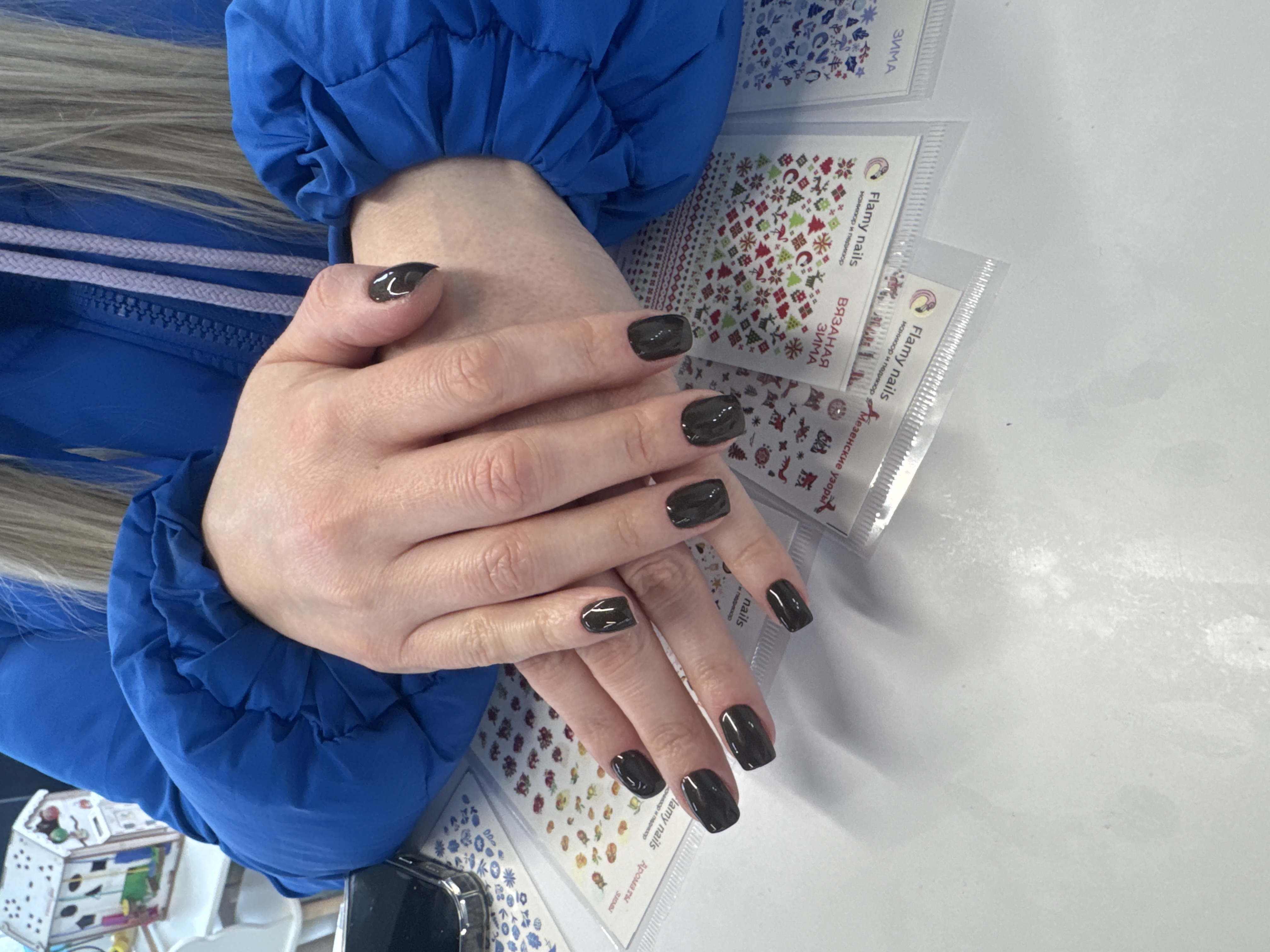 однотон, Маникюр, на каждый день, черный