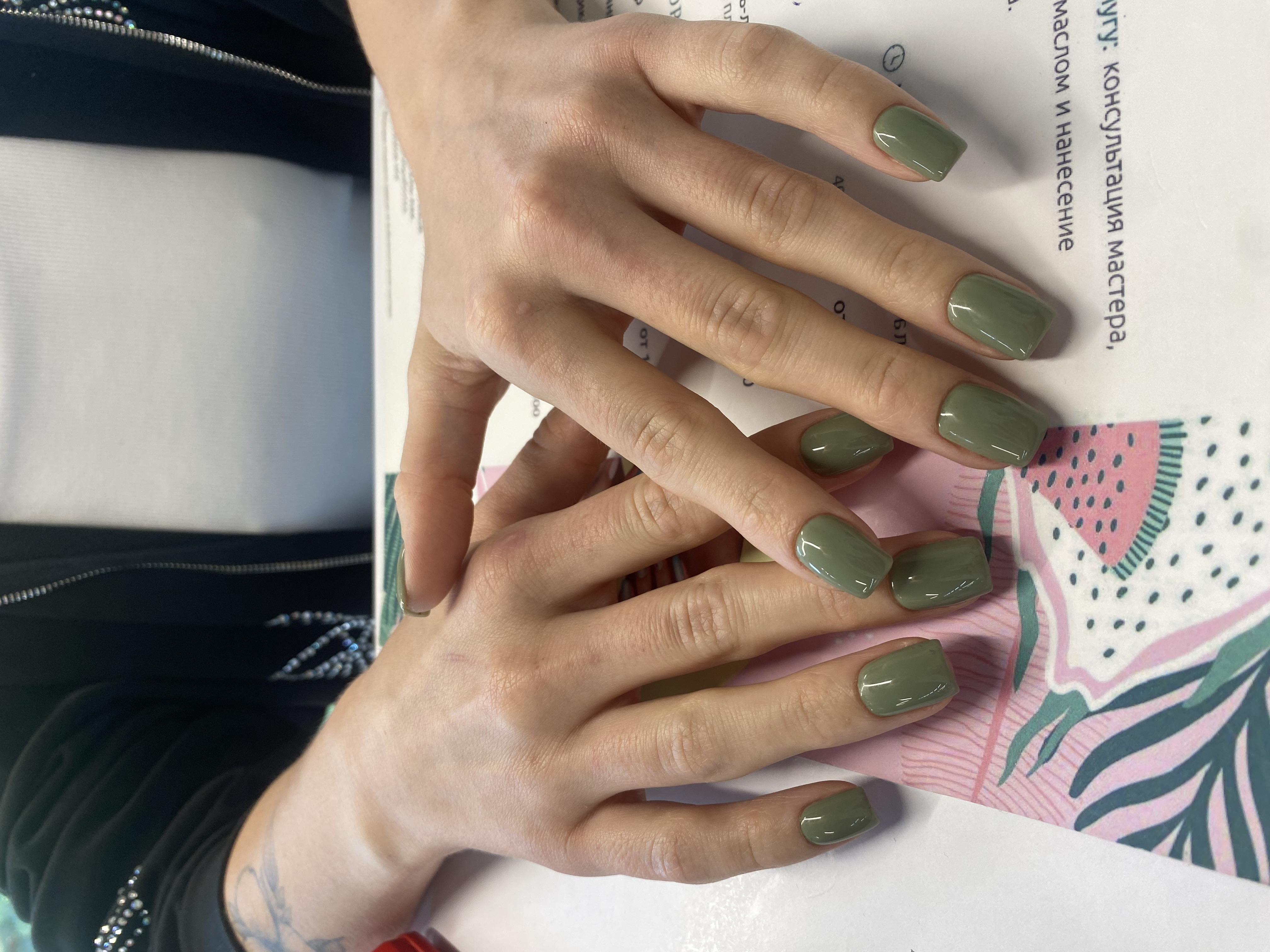 нюд, Маникюр, однотон, на каждый день, оливковый